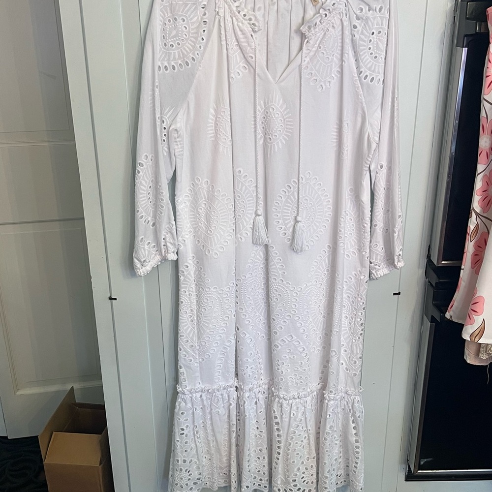 Soft Surroundings White Lace Detail Dress